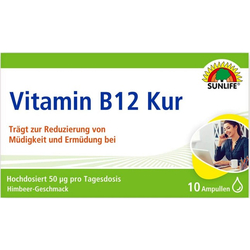 Витамины SUNLIFE (Санлайф) Vitamin B12 Kur раствор питьевой против усталости и истощения в ампулах по 7 мл 10 шт